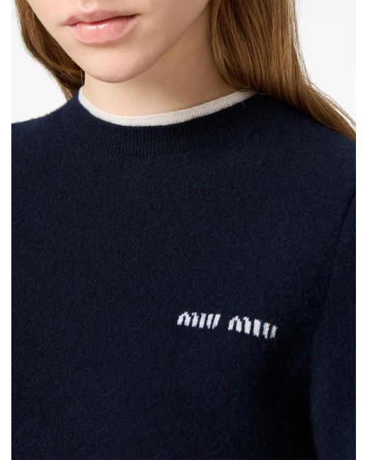Miu Miu Blue T-Shirt mit rundem Ausschnitt