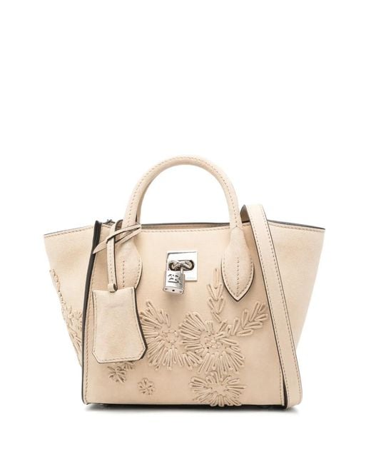 Ermanno Scervino Natural Mini Maggie Floral-Detail Tote Bag