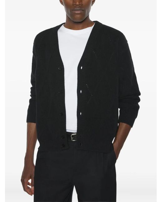 メンズ Maison Kitsuné ロングスリーブ ウールカーディガン Black