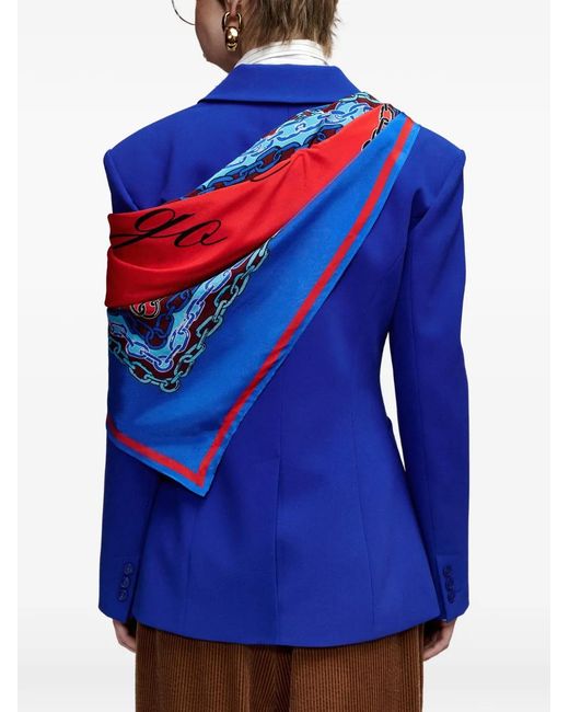 Essentiel Antwerp Blue Knightly Single-Breasted Padded-Shoulder Blazer