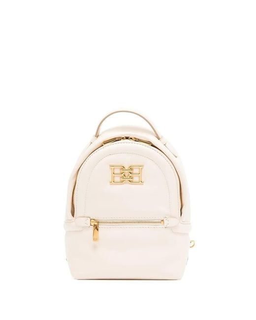 Bally White Leather Logo Backpack