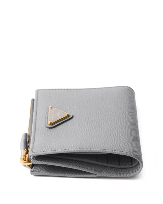Prada Gray Small Logo-Plaque Wallet