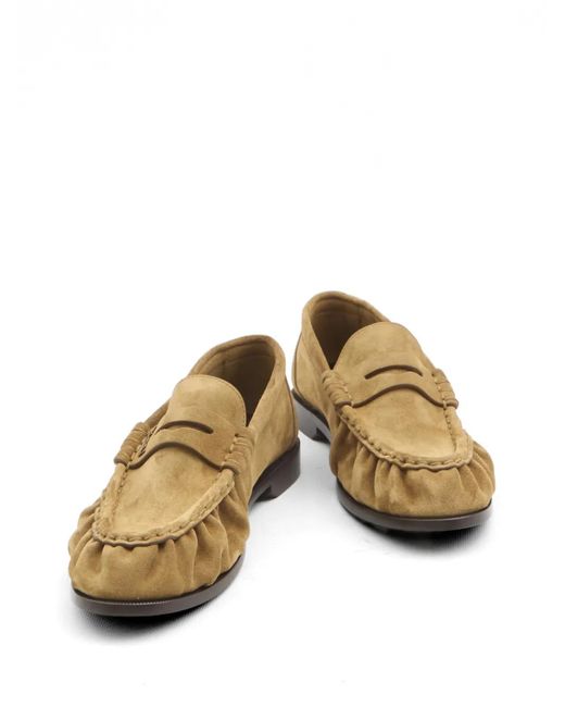 Saint Laurent Natural Gathered Cassandre Loafers