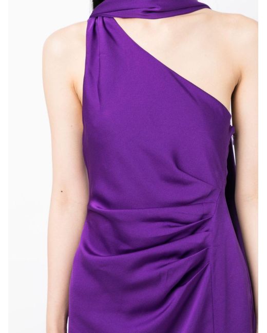 Misha Purple Estra Satin-finish Scarf-detail Dress