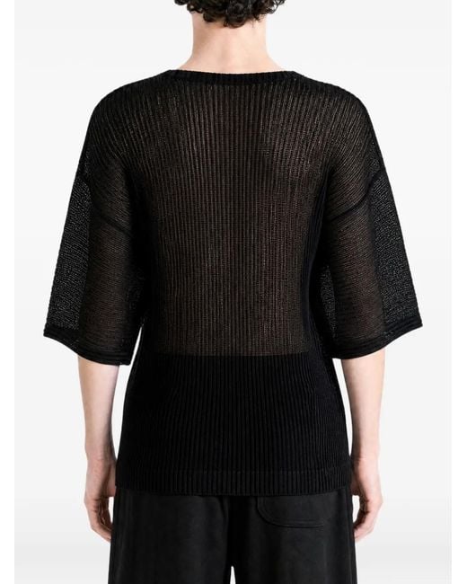 Homme Plissé Issey Miyake Black Pleated Semi-Sheer T-Shirt for men