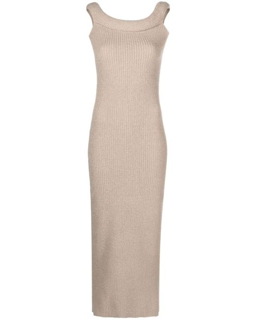 Totême  Natural Roll Off-shoulder Knitted Dress