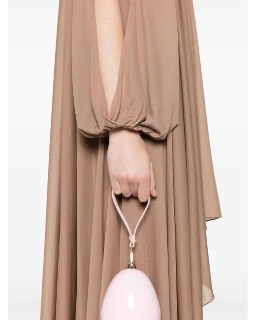 Blumarine Natural Asymmetric Georgette Mini Dress