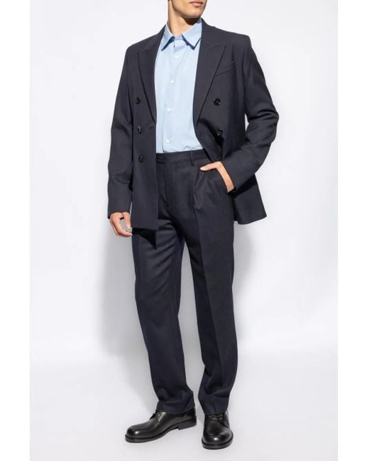 AMI Blue Double-Breasted Blazer for men