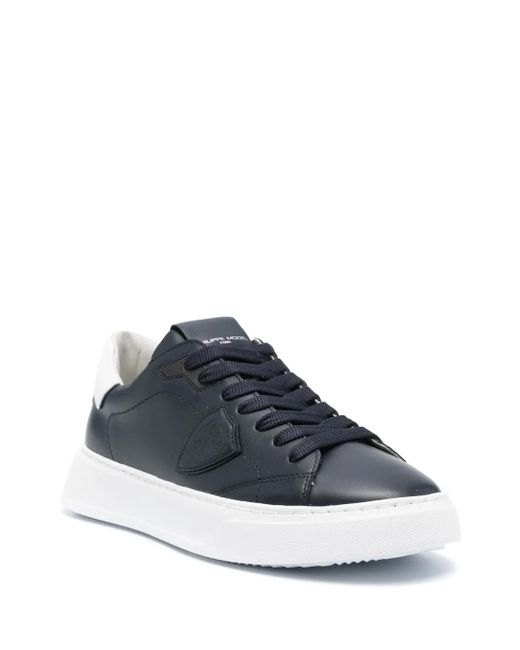 Philippe Model Blue Temple Logo-Patch Sneakers for men