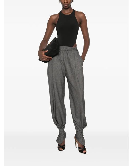 ANDAMANE Gray Buttoned-Cuff Elasticated-Waist Trousers