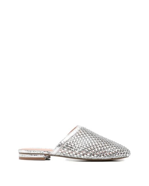 Bibi Lou White Jay Crystal-Embellished Mesh Mules