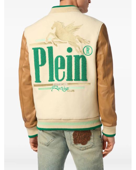 Philipp Plein Natural Racing Club College Bomber Jacket for men