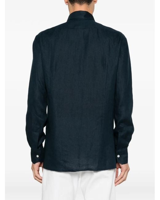 Kiton Blue Chest-Pocket Shirt for men