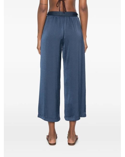 MOUTAKI Blue Belted Wide-Leg Trousers