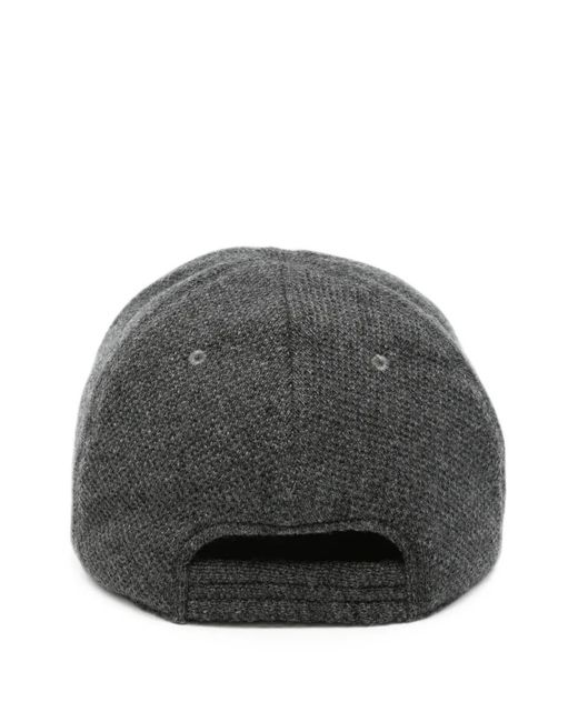 Kiton Gray Knitted Baseball Cap for men