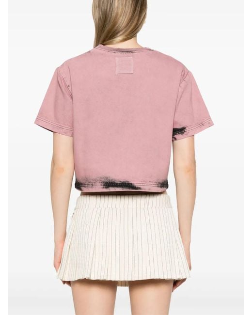 Haut Crop En Jean À Logo Imprimé Moschino en coloris Pink