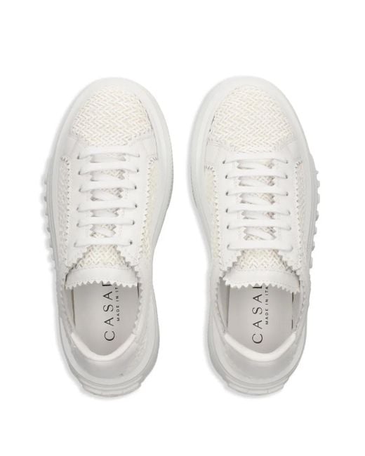 Casadei White Nexus Textured Platform Sneakers