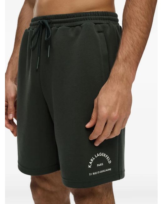 Karl Lagerfeld Green Rue St-Guillaume Logo-Print Shorts for men