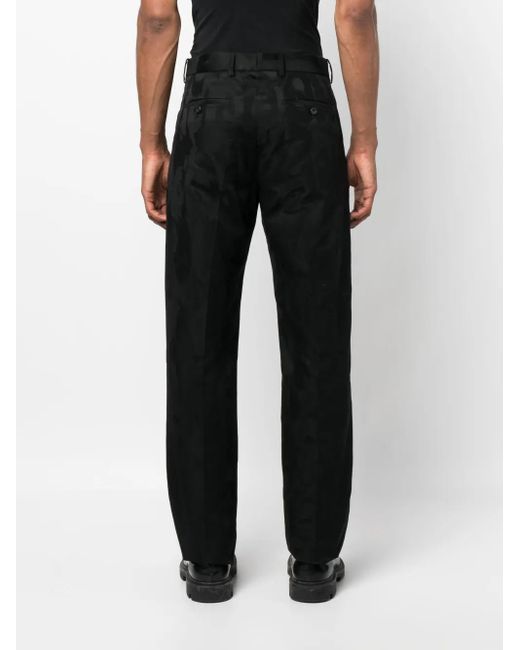 McQueen Black Jacquard Tailored Trousers for men