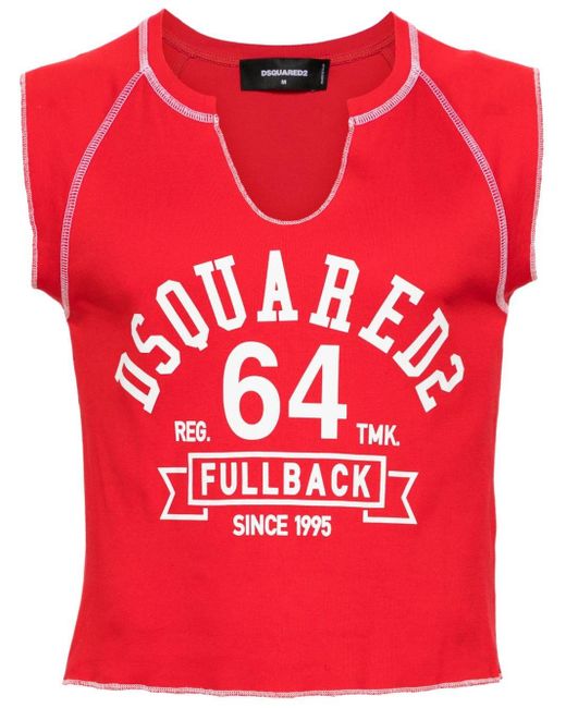 DSquared² Red Logo-print Cotton Tank Top for men