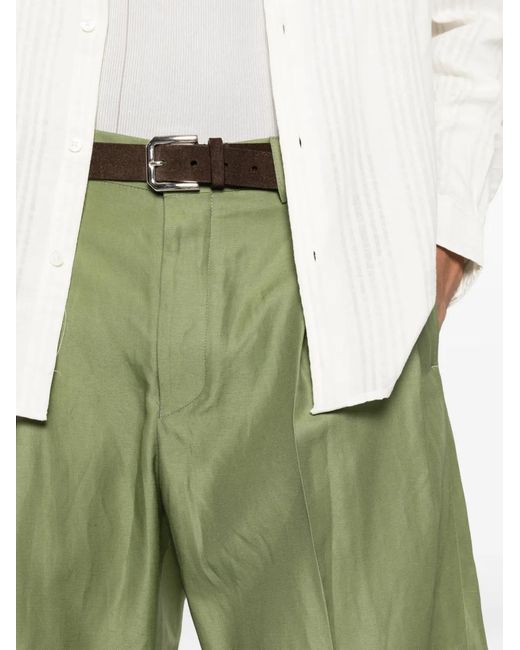Laneus Green Pleated Shorts for men