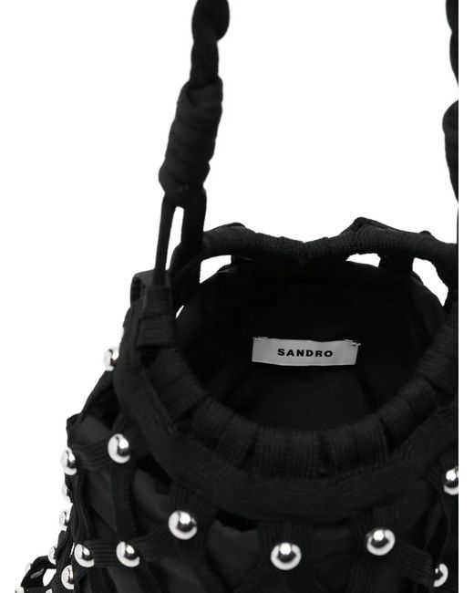 Sandro Black Studded Shoulder Bag
