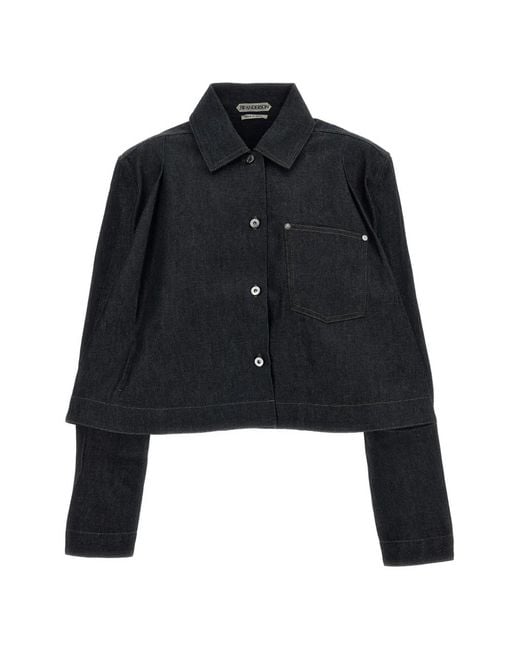 J.W. Anderson Black Chemise En Jean À Manches Plissées