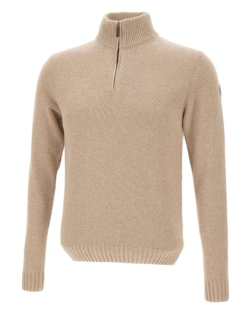 メンズ Colmar ハーフジップ リブセーター Natural