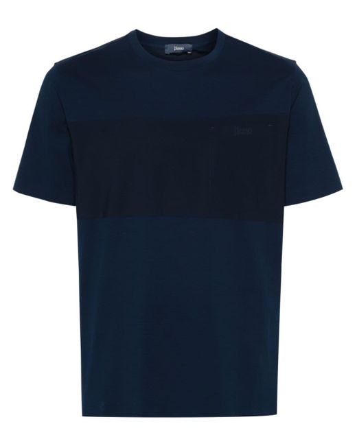 Herno Blue Logo-Debossed Scuba T-Shirt for men