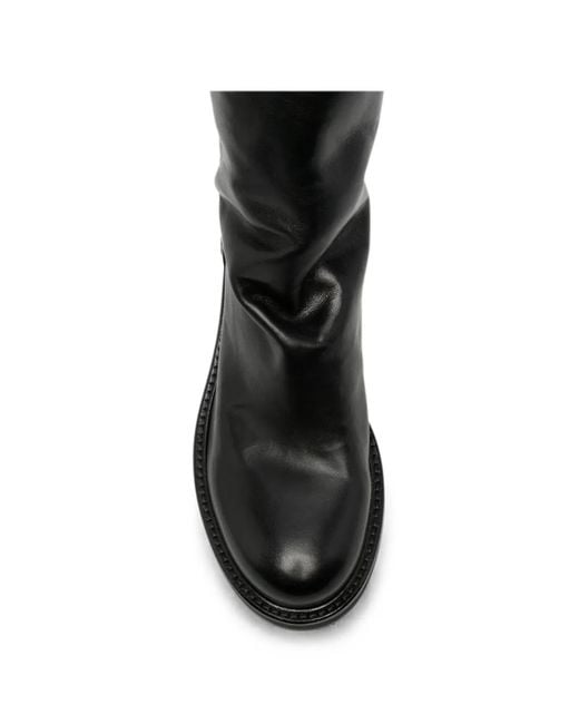 METISSE Black Slouchy Rear-Zip Ankle Boots