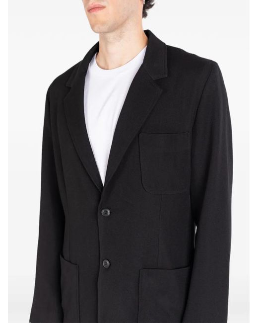 Societe Anonyme Black Granpa Notch-Lapel Cotton Blazer for men