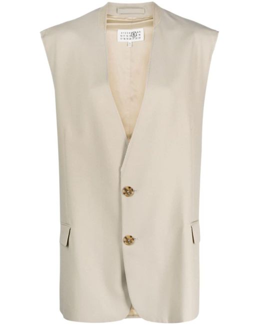 MM6 by Maison Martin Margiela Natural Single-breasted Tailored Vest