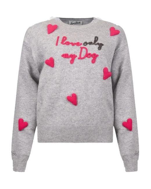 Mc2 Saint Barth Gray Heart-Detail Sweater