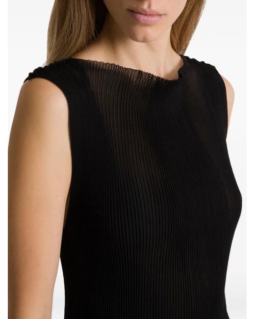 Alberta Ferretti Black Plissé Blouse