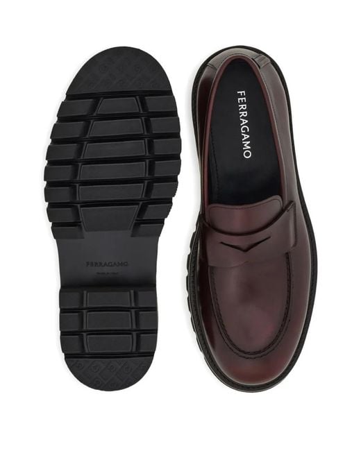 Ferragamo Brown Saddle-Strap Penny Loafers for men