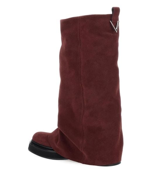 The Attico Red Robin Suede Combat Boots
