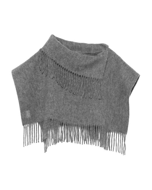 By Malene Birger Gray Turtleneck Fringe Poncho
