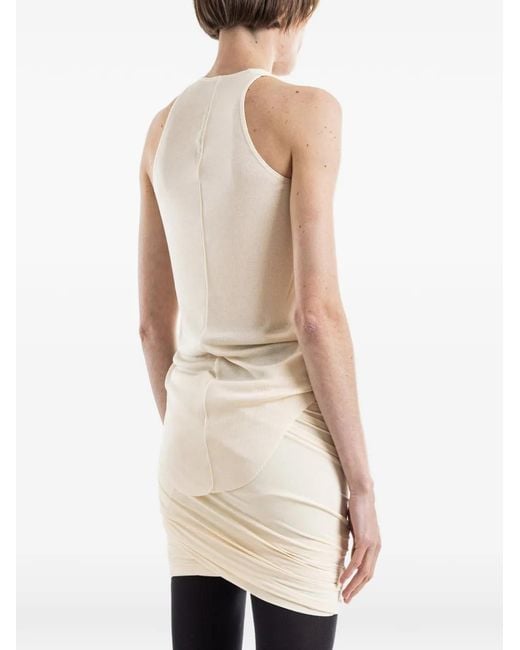 Rick Owens White Asymmetric-Hem Round-Neck Tank Top