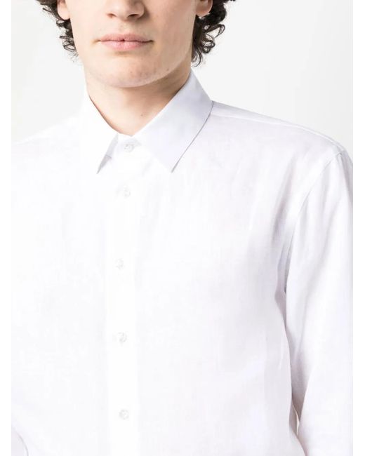 Giorgio Armani White Linen Short-Sleeve Shirt For for men