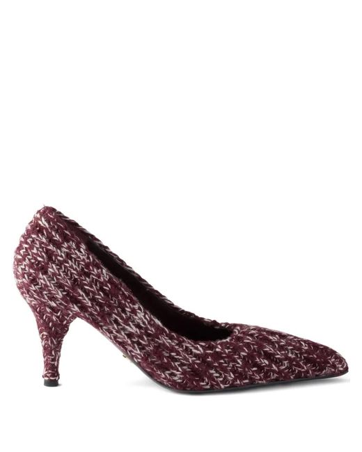 Prada Purple Gestrickte Pumps Mit Spitzer Kappe