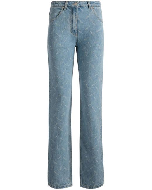 Bally Blue Logo-Print Straight-Leg Jeans