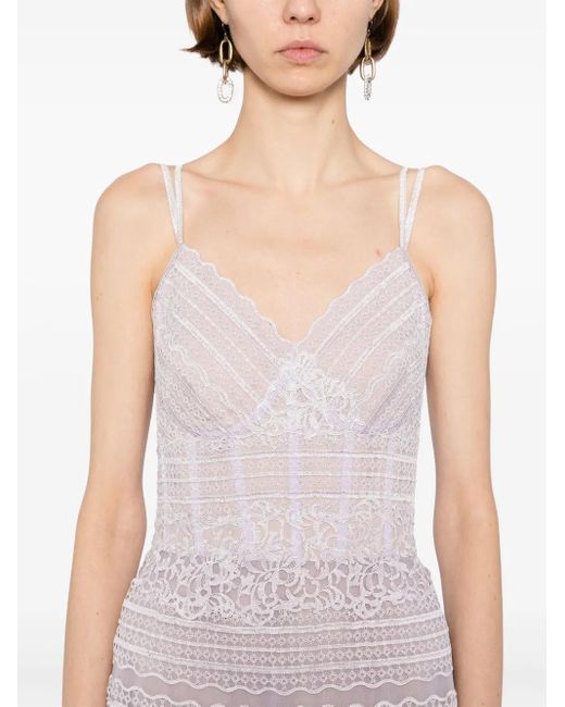 Saiid Kobeisy Purple Lace Sleeveless Dress