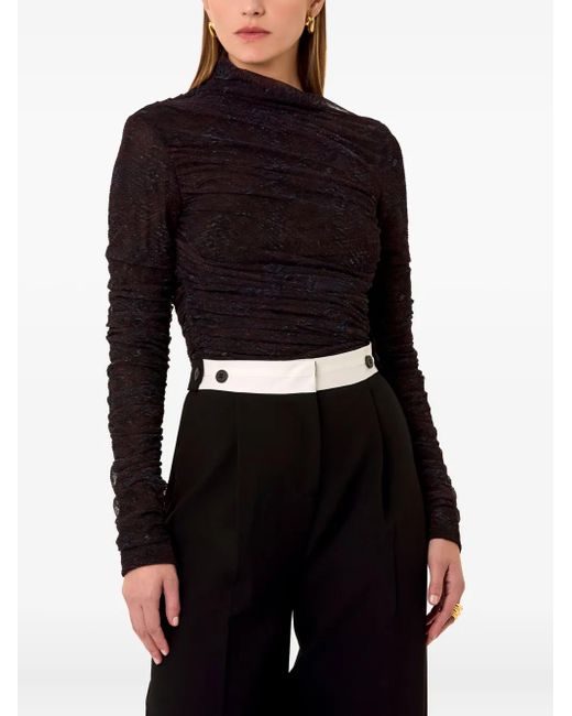 Nicholas Blue Joey Snake-Print Ruched Top