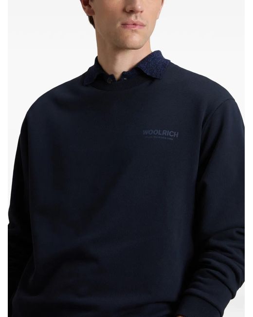 Woolrich Blue Sweat À Logo Et Col Rond Macéro for men