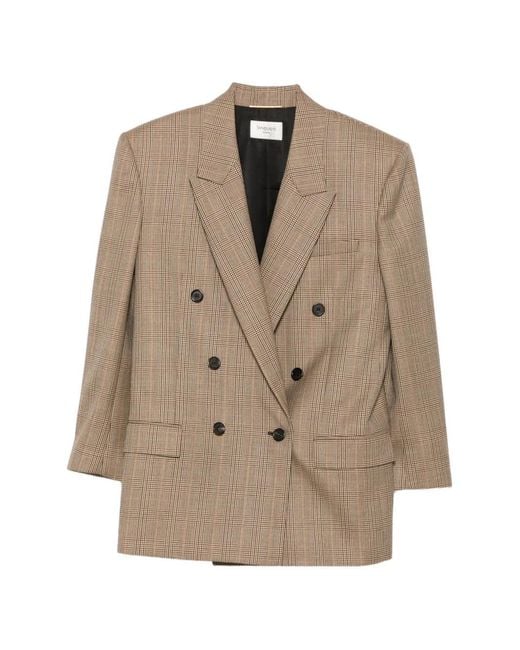 Saint Laurent Natural Wool Double-Breasted Jacket