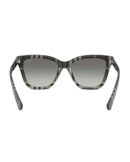 Burberry Gray Check-Pattern Cat-Eye Sunglasses