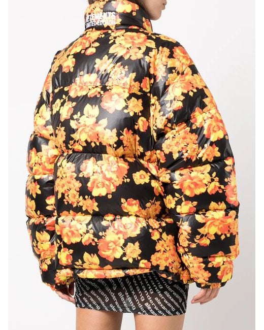 Vetements Orange Floral-Print Puffer Jacket
