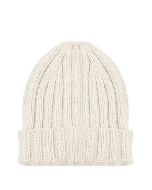 John Galliano White Ribbed-Knit Beanie for men