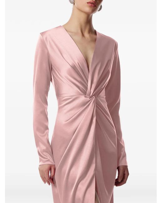 Framboise Pink Twisted V-Neck Dress