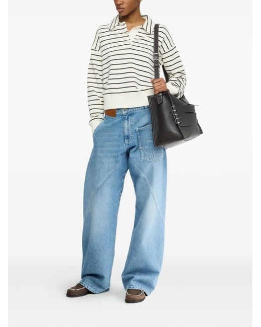 J.W. Anderson White Striped Polo Shirt